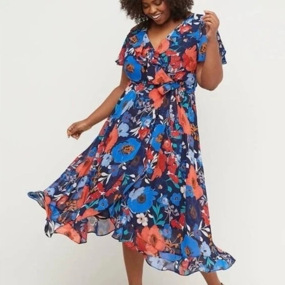 Lane Bryant Colorful Floral Midi Dress